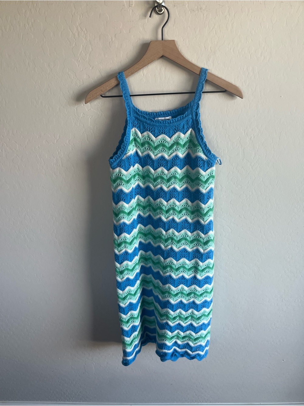 Women’s Chevron Crochet Colorful Dress Size M Y2K 90s Streetwear